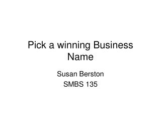 Pick a winning Business Name