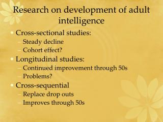 Research on development of adult intelligence