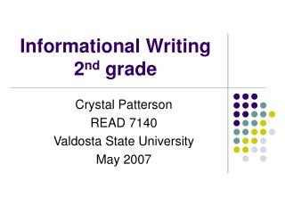 Informational Writing 2 nd grade