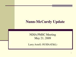 Nunn-McCurdy Update