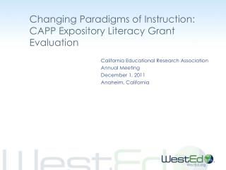 Changing Paradigms of Instruction: CAPP Expository Literacy Grant Evaluation