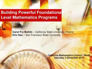 Building Powerful Foundational-Level Mathematics Programs