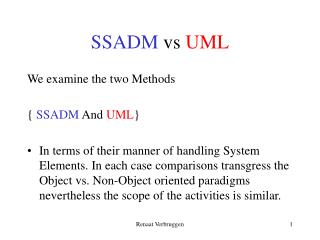 SSADM vs UML