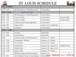 ST. LOUIS SCHEDULE