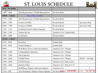 ST. LOUIS SCHEDULE