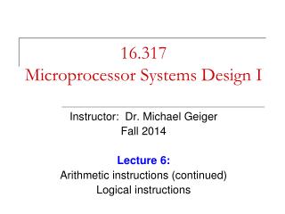 16.317 Microprocessor Systems Design I