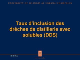 Taux d’inclusion des drêches de distillerie avec solubles (DDS)