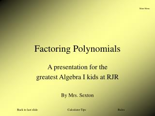 Factoring Polynomials