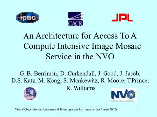 An Architecture for Access To A Compute Intensive Image Mosaic Service in the NVO