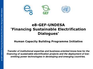 e8-GEF-UNDESA 'Financing Sustainable Electrification Dialogues'