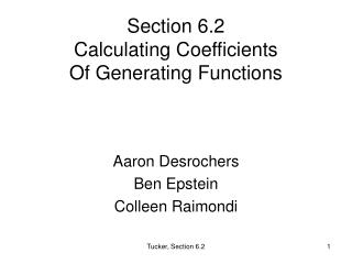 Section 6.2 Calculating Coefficients Of Generating Functions