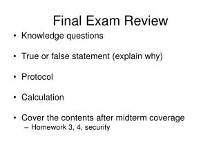 Final Exam Review