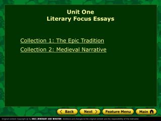 Unit One Literary Focus Essays