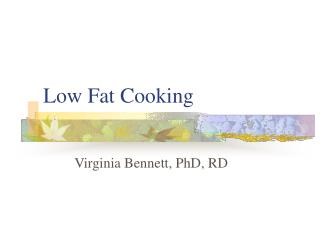 Low Fat Cooking