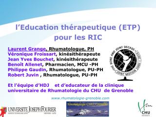l’Education thérapeutique ( ETP) pour les RIC