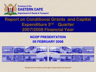 Report on Conditional Grants and Capital Expenditure 3 rd Quarter 2007/2008 Financial Year