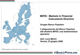 MiFID - Markets in Financial Instruments Directive Gruppo Banco Popolare