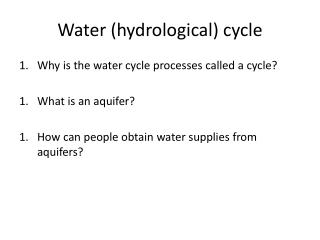 Water (hydrological) cycle