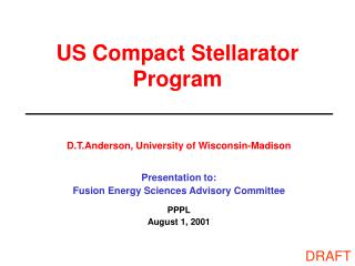 US Compact Stellarator Program