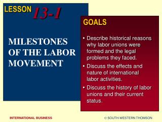 MILESTONES OF THE LABOR MOVEMENT