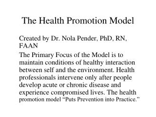 The Health Promotion Model