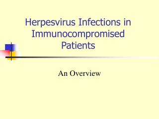Herpesvirus Infections in Immunocompromised Patients