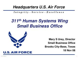 311 th Human Systems Wing Small Business Office