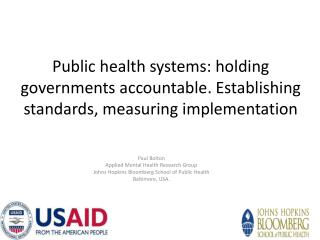 Paul Bolton Applied Mental Health Research Group Johns Hopkins Bloomberg School of Public Health