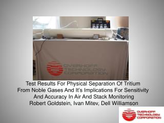 Test Results For Physical Separation Of Tritium