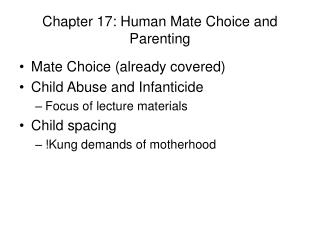 Chapter 17: Human Mate Choice and Parenting