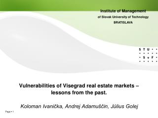 Vulnerabilities of Visegrad real estate markets – lessons from the past.