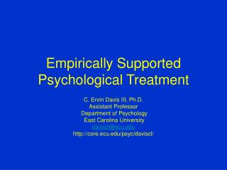 Empirically Supported Psychological Treatment