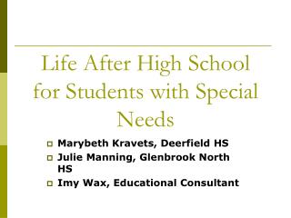 Life After High School for Students with Special Needs