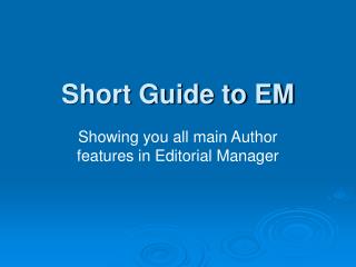 Short Guide to EM