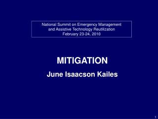 National Summit on Emergency Management and Assistive Technology Reutilization