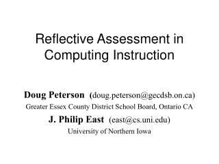 Reflective Assessment in Computing Instruction