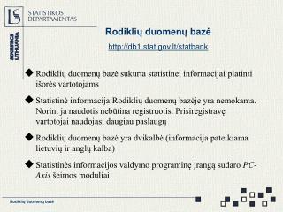 Rodiklių duomenų bazė db1.stat.lt/statbank