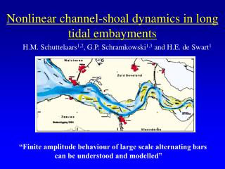 Nonlinear channel-shoal dynamics in long tidal embayments