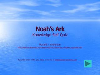 Noah’s Ark Knowledge Self-Quiz