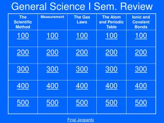 General Science I Sem. Review