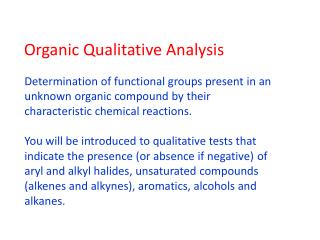 Organic Qualitative Analysis