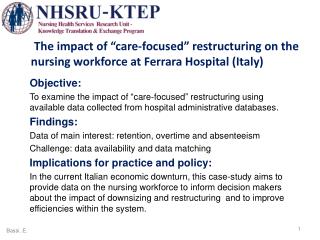 The impact of “care-focused” restructuring on the nursing workforce at Ferrara Hospital (Italy)
