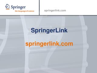 SpringerLink springerlink