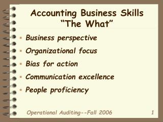 Accounting Business Skills “The What”