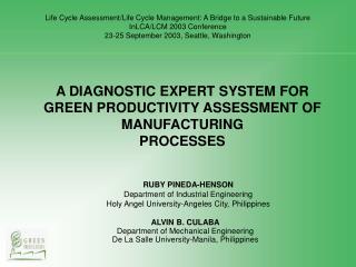 A DIAGNOSTIC EXPERT SYSTEM FOR GREEN PRODUCTIVITY ASSESSMENT OF MANUFACTURING PROCESSES