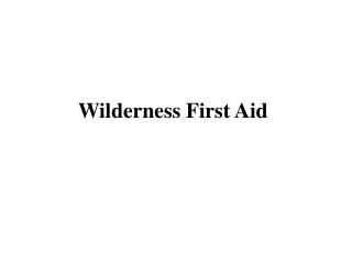 Wilderness First Aid