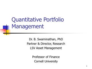 Quantitative Portfolio Management