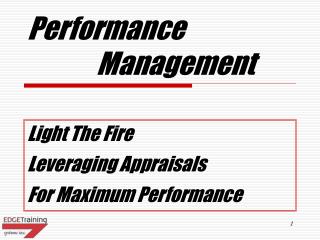 Performance 		 Management
