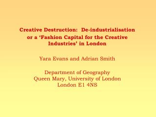 Creative Destruction: De-industrialisation