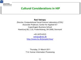 Cultural Considerations in HIP